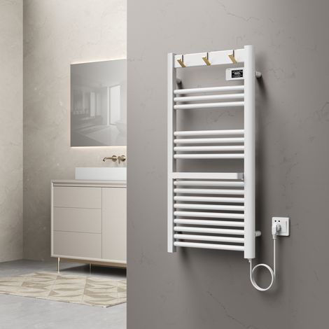 Radiador toallero eléctrico mural Uvdal 500W 16 tubos aluminio 105x50cm - Blanco [pro.tec]