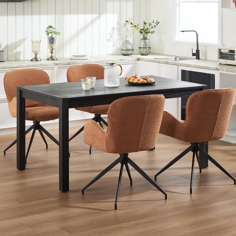 Wahson 4er-Set Esszimmerstühle aus Chenille, Moderne 360° Drehbar stabiler Metallbeinen, für Küche oder Esszimmer, Braun