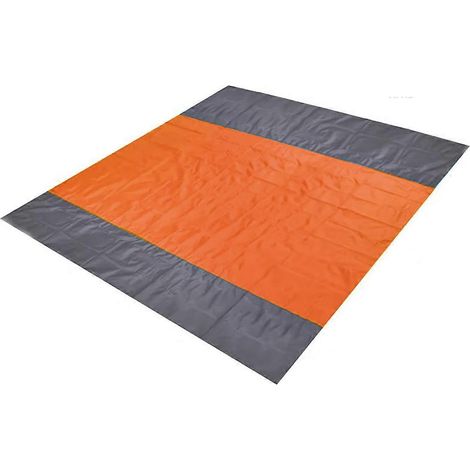 Tapis de plage, couverture de camping extérieure anti-vent, anti-sable et imperméable, tapis de tente, portable, bleu/ou (1/3)