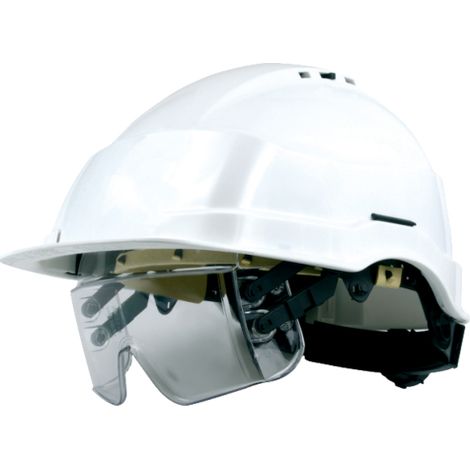 Casco bianco con occhiali integrati sotto la visiera SINGER - CASIRISBL2