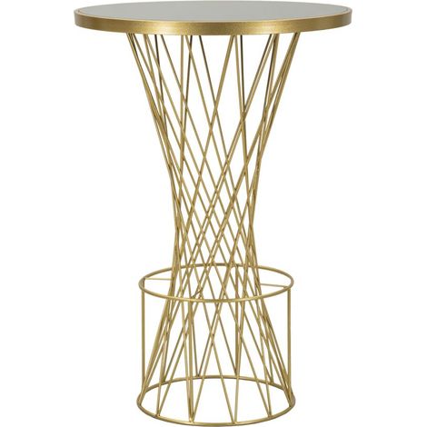 Tavolo Bar Tower New in Ferro e Vetro cm Ø 70x103 - Tavolo Alto Design Glam con Struttura Dorata Intrecciata - Elegante Arredo Moderno