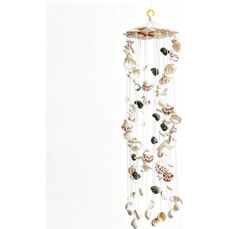 Windspiel Muschel handgefertigt 95cm für Balkon Garten Veranda sanfter Klang
