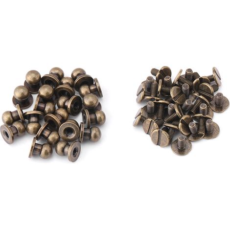 20 boutons rivets en cuivre massif tête ronde (8x6mm bronze) pour accessoires DIY en cuir (1/5)