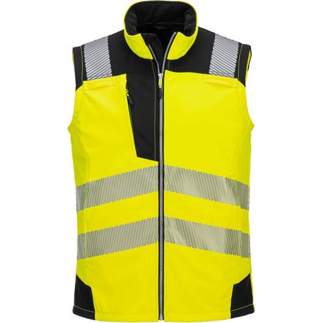 Chaleco de trabajo cuello alto y tejido hidrófugo cintas reflectantes PORTWEST PW325 L Amarillo / Negro (1/2)