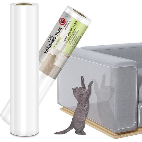 Protection Canapé Chat Anti Griffe 30cm x 3m, Transparent Protecteur de Rayure de Chat, pour Meubles Porte Mur Canapé Comptoirs (1/4)