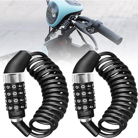 Candado de 2 piezas para casco de motocicleta, 1,5 m, Candado extensible para equipaje, Candado de combinación compacto, bicicleta, Negro (1/5)