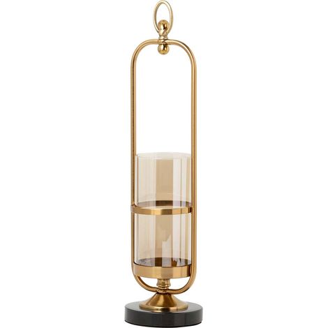 Kerzenständer Metall Glas Schwarz Golden 13X13X55 Cm (1/5)