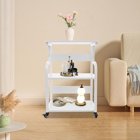 3-stöckiger Druckerständer, Druckertisch mit Rollen, Druckerregal für Büro, Zuhause, Schule und Arbeitszimmer, Weiß (1/5)