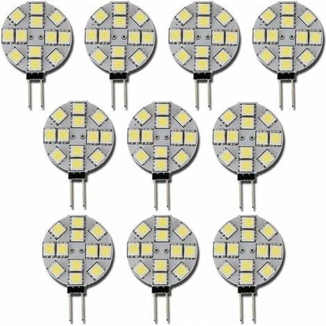 10x Ampoule LED G4 DC 12V Non dimmable Blanc 6000K Ampoule de lumière Remplacement 20W Lampe halogène pour Cuisine Camping-Car RV remorque Bateau