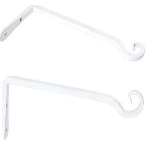 Lot de 2 Crochets- Blanc de Suspension Muraux Décoration Fer Forgé pour Jardin avec Vis pour Plantes Mangeoires à Oiseaux Lanternes (1/5)