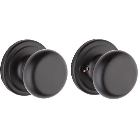 Bouton de porte de passage intérieur pour placard et couloir Poignée de porte non verrouillable en noir mat (1/5)