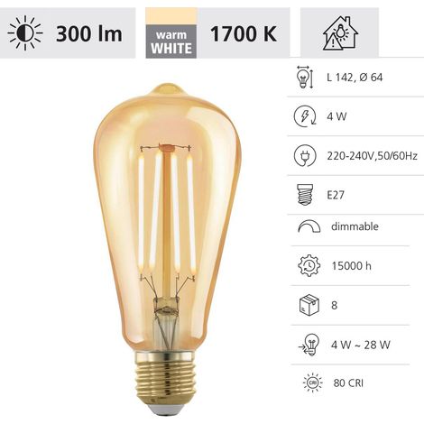 Eglo LED Leuchtmittel Edison ST64 E27 4W amber 1700K Leuchtmittel (1/3)