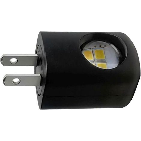Lot de 4 veilleuses LED à brancher, automatiques du crépuscule à l'aube, orientables à 360°, lumière blanche douce, pour chambre, salle de bain, couloir (noir) (1/5)