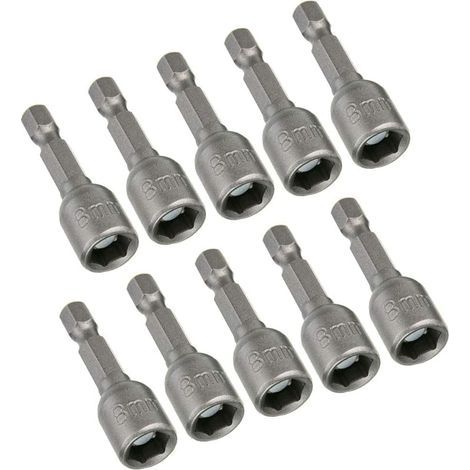 10 Pièces Magnétique Douille Visseuse 8mm adaptateur embout douille 1/4" Hexagonale pour visseuse à choc Pour Tournevis à Écrou de pour Perceuse à Main, Tournevis Électrique, Clé à Douille (1/5)