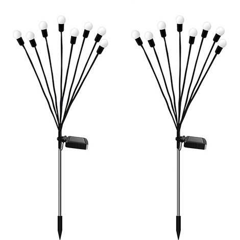 2er Set Solarlampen, LED, IP65, feststehend, Lichtsensor, schwarz