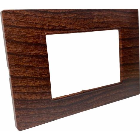 Placchetta per interruttore in metallo a 3 legno scuro cassetta 503 compatibile con vimar plana supporto cover (1/2)