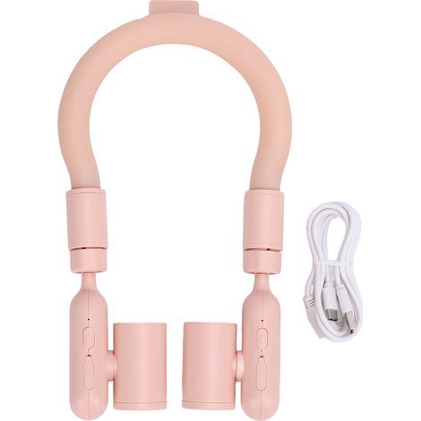 Portable PCM High-Speed ​​Neck Cooling Tube Fan, Portable Cooler, Battery Operated, Quiet, Lightweight for Outdoor Sports, Pink (1/5)