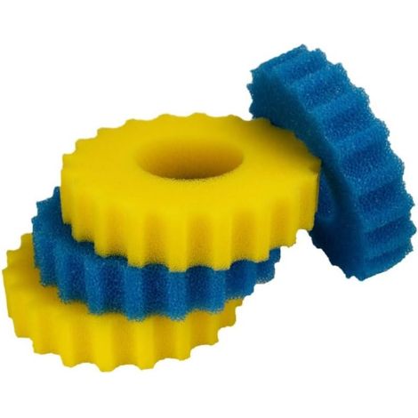 BEBUSINGOTO Filterschaum für den Teichfilter CPF-5000 – Bio-Filterschaum, Filterschwamm mit zwei Dichten, bestehend aus 2 feinen gelben und 2 groben blauen Schwämmen (Ø 26 cm) für CPF-5000 Filter (1/5)