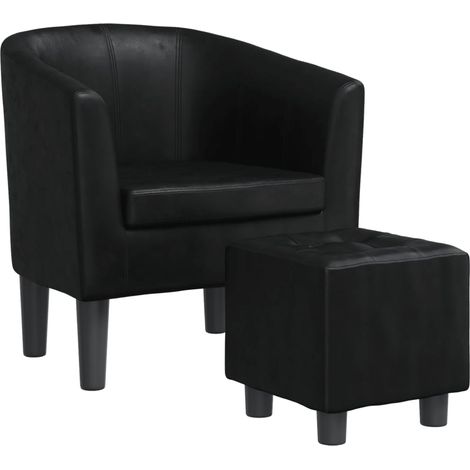 Fauteuil de Salon,Chaise,Fauteuil avec repose-pied noir similicuir CFW383004 (1/5)