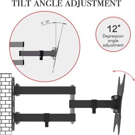 Support mural réglable 26-50" pour téléviseur rotatif TMX200 avec niveau à bulle (1/5)