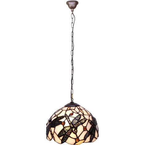 Lampe à suspension de plafond de plus petit diamètre 20 cm avec chaîne Tiffany série Pedrera