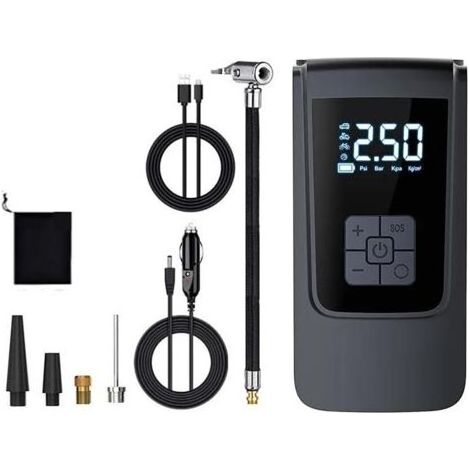 Tragbarer Auto-Kompressor, Reifenfüller 4000mAh DC 12V 150Psi Reifenluftpumpe mit Digitalanzeige, leichter Reifenfüller (kabellos, DC USB) (1/5)