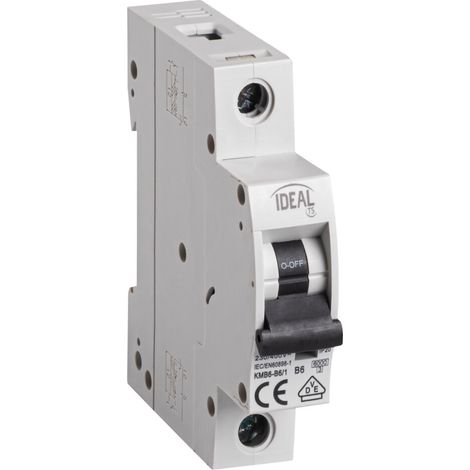 Kanlux KMB6 1P Miniature Circuit Breaker (MCB) for Lighting Circuits, DIN Rail TH35 Mount, Overload & Short-Circuit Protection for Distribution Boards, Model 23144 (1/2)