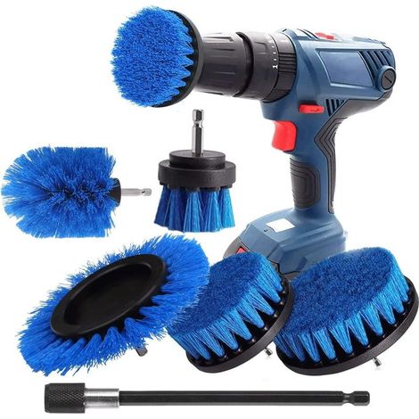 Brosse Nettoyage Perceuse 6PCS, Brosse pour Perceuse Voiture, Brosse pour Perceuse Brosse Nettoyage, pour Jantes Carrelage Tapis Baignoire Cuisine Toilettes Sol Bleu