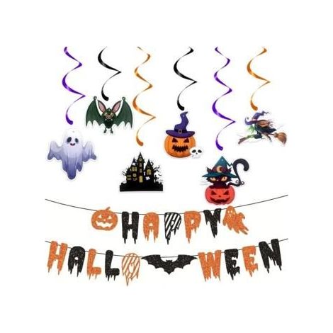 Guirlande Spirale - NIKCORP - Décoration Halloween - Multicolore - Facile à Installer - Motifs Variés (1/3)