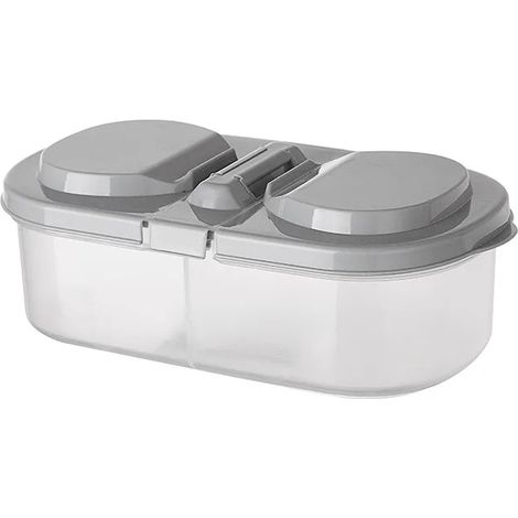 Aufbewahrungsbox aus Kunststoff, Doppel-Einzelfach mit Deckel, luftdichter Behälter für Lebensmittel und Obst, multifunktionaler Küchenkühlschrank, Aufbewahrungsbox aus Kunststoff (1 Stück, grau)
