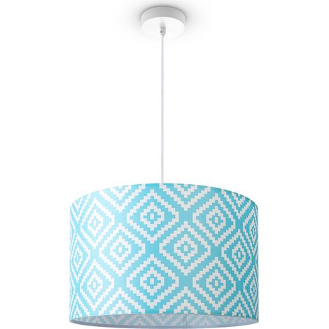 Paco Home Deckenlampe Lampenschirm Stoff Pendelleuchte E27 Hängeleuchte Schlafzimmer Rund Pendelleuchte - Weiß, Design 6 (Ø45,5 cm)