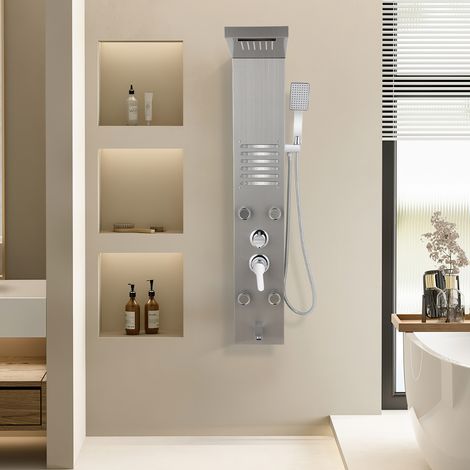 TolleTour Pannello doccia idromassaggio in acciaio inox 304 con LED e doccetta