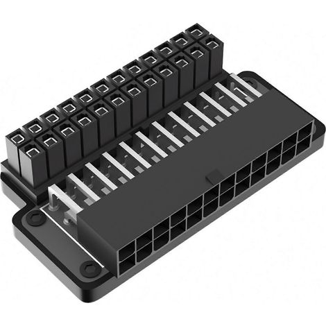 Adaptateur secteur 24 broches femelle vers 24 broches mâle, coude à 90 degrés, convient aux cartes mères, aux ordinateurs de bureau et aux alimentations PC. (1/5)