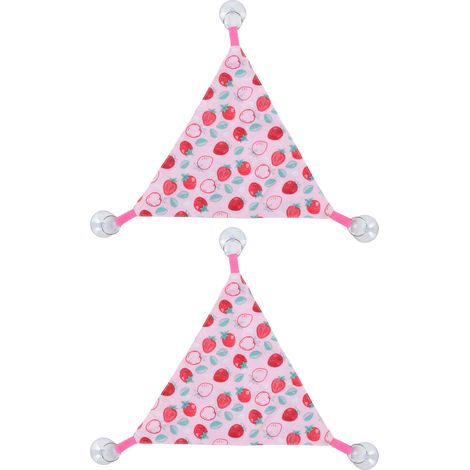 Hamac triangulaire Dragon barbu pour Reptile, lit suspendu avec ventouse adhésive pour escalade, motif fraise rose S, 2 pièces (1/5)