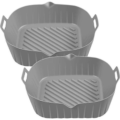 Friteuse en silicone avec poignée, panier de friture antiadhésif et résistant à la chaleur de 21,8 cm (8,6 pouces), réutilisable, gris (1/5)
