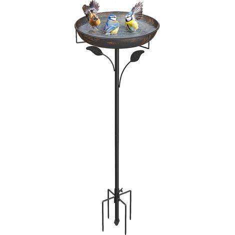 Abreuvoir pour oiseaux 30 cm, mangeoire debout pour l'extérieur, jardin, bassin en métal pour oiseaux sauvages, abreuvoir résistant à l'hiver (1/5)