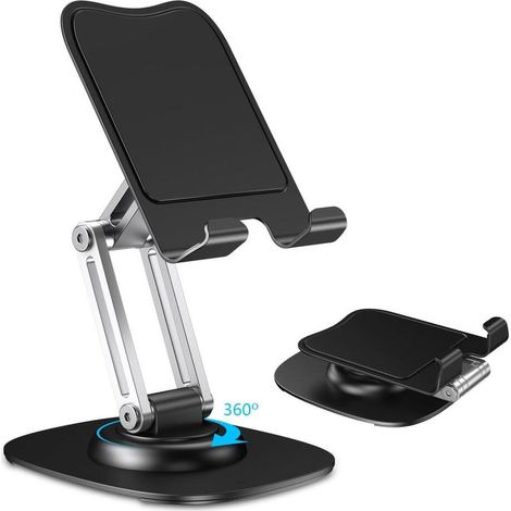 Support de téléphone Portable pour Bureau, Support de téléphone réglable avec Base rotative à 360°, Pliable et Portable, Compatible avec iPhone 17, 16, 15, 14, 13 Pro XR, Samsung (1/4)