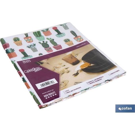 Nappe imperméable antitache imprimé cactus 140x250cm 60% coton et 40% polyester (1/2)