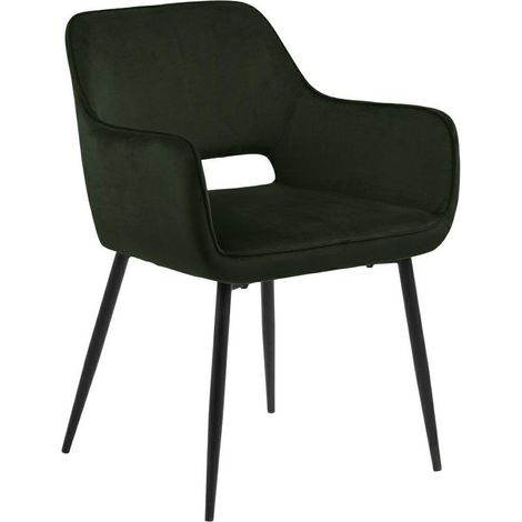 Silla tapizada Ranja con patas de metal verde oliva (1/5)