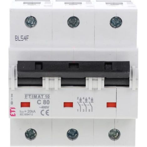 Interruttore automatico 3P C 80A 10kA AC ETIMAT10 02135731