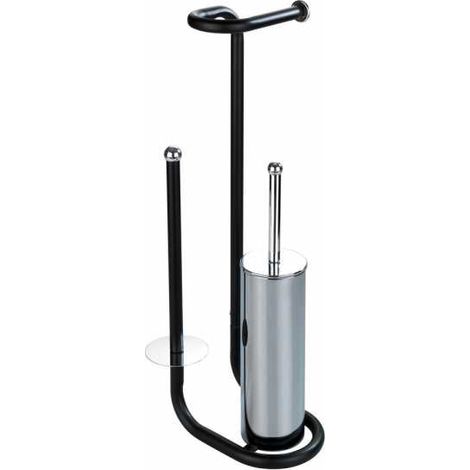 Wenko Porta-Papier Toilette con Spazzola WC Nero Elegante (1/4)