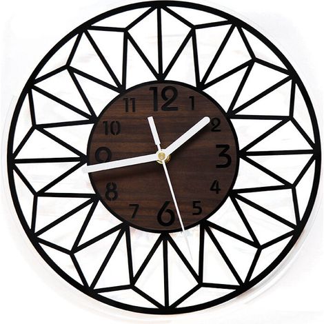Solid Wood Metal Wall Clock 30cm Silent Non Ticking Wall Clock Living Room Bedroom Kitchen Office Large Wall Clock Natural Wood Modern Classic