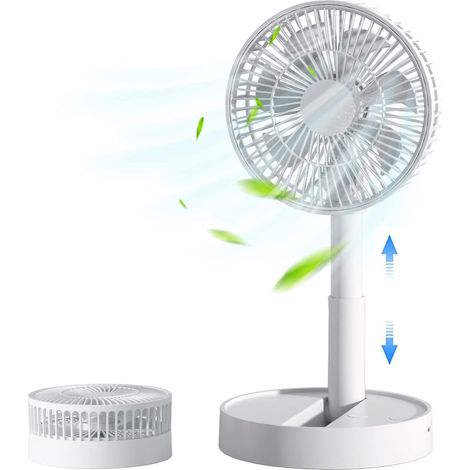 Ventilateur de bureau USB à 4 vitesses avec minuterie, mini ventilateur portable de 20 cm (8 pouces) et batterie rechargeable 3600 mAh pour les voyages. (1/5)