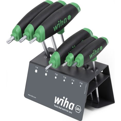 Wiha Stiftschlüssel mit Quergriff Set ComfortGrip TORX® 7-tlg. mit Seitenabtrieb, mattverchromt im Werkbankständer (45623) (1/4)