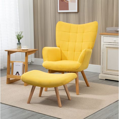 poltrona poggiapiedi 72x80x101 comfort legno giallo OKMYHOME (1/4)