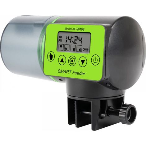 Distributeur Automatique Nourriture Aquarium - 200 ml - Étanche - Programmable Jusqu'à 4 Repas/ jour - Fixation Par Support Ou Adhésif - 1 Pièce