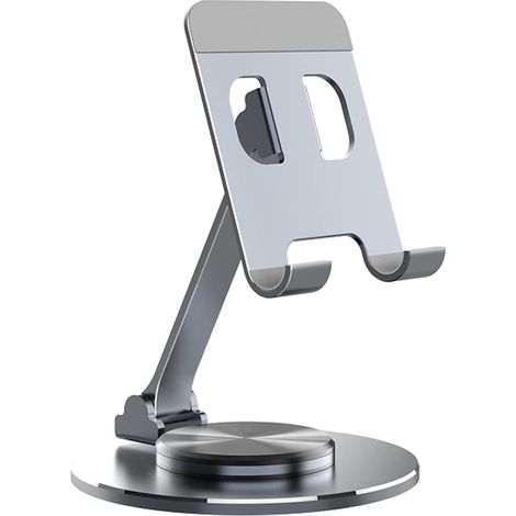 Foldable Desk Phone Holder,New Adjustable Cradle 3 in 1 Aluminum Phone Holder Compatible with iPhone 14 13 12,Samsung,iPad,Tablet (4.7-12"),All Smartphones (Silver)
