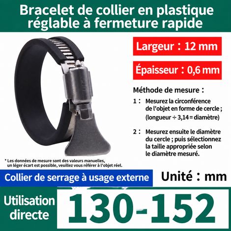 Lot de 5 colliers de serrage à poignée inox 304 Ø 130-152 mm pour tuyau 5 pouces 130-152 5 1 kg – Livraison gratuite