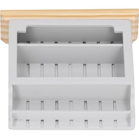 Vitrine miniature pour maison de poupée, finitions soignées, en bois composite, grise (1/5)