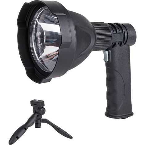 Wiederaufladbare Jagdlampe, 12 W, 1200 lm, Taschenlampe, wiederaufladbar, Hand-Jagdscheinwerfer, Suchscheinwerfer, LED-Taschenlampe mit Halterung für Camping, Wandern, Angeln